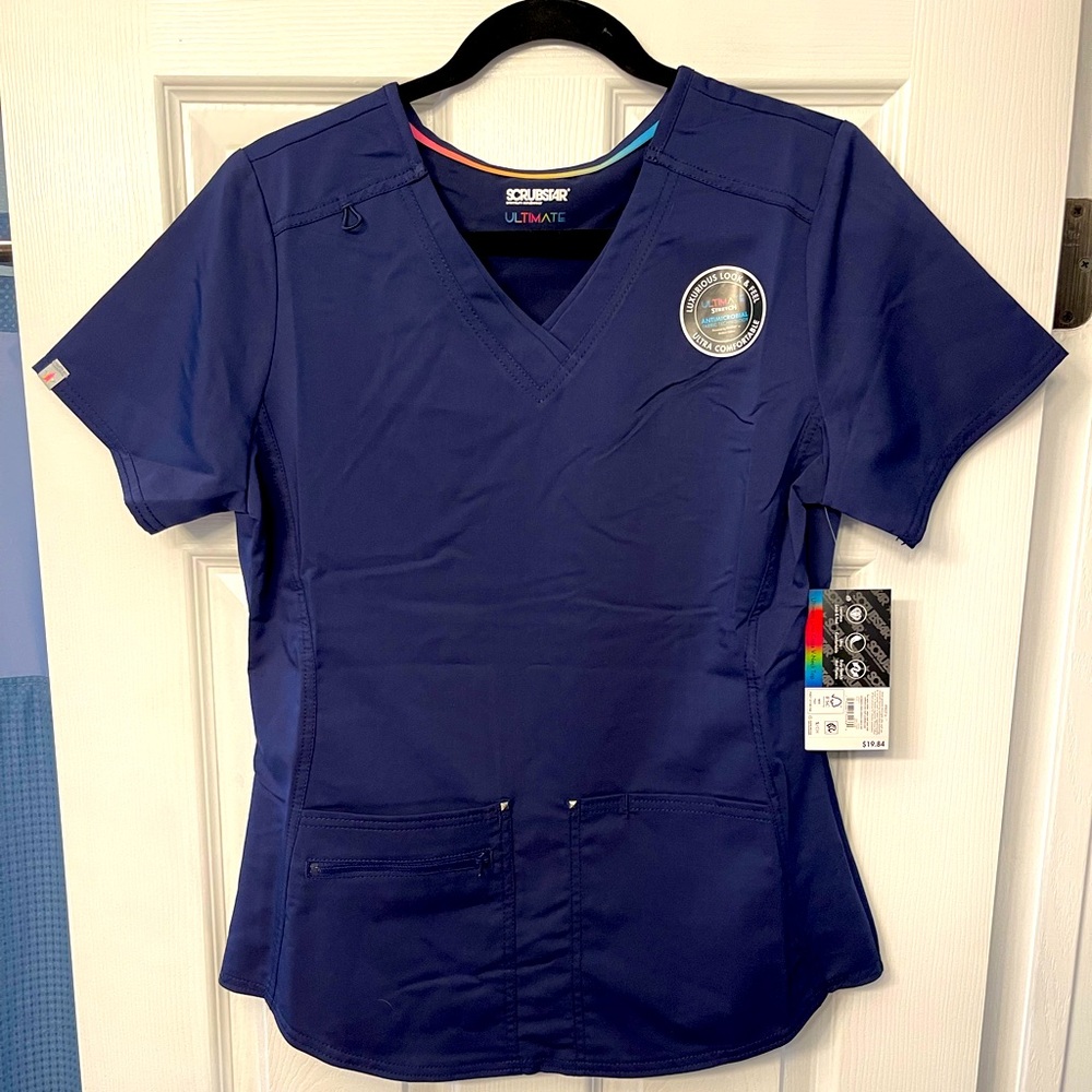 NWT Scrub Star Premium Scrubwear Navy Top